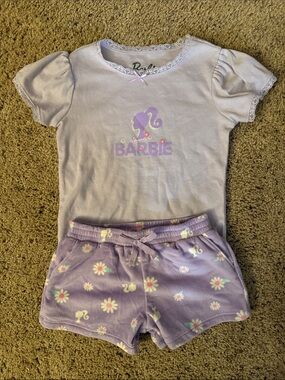 Barbie Lavender Short Sleeve Top & Floral Shorts Pajama Set
